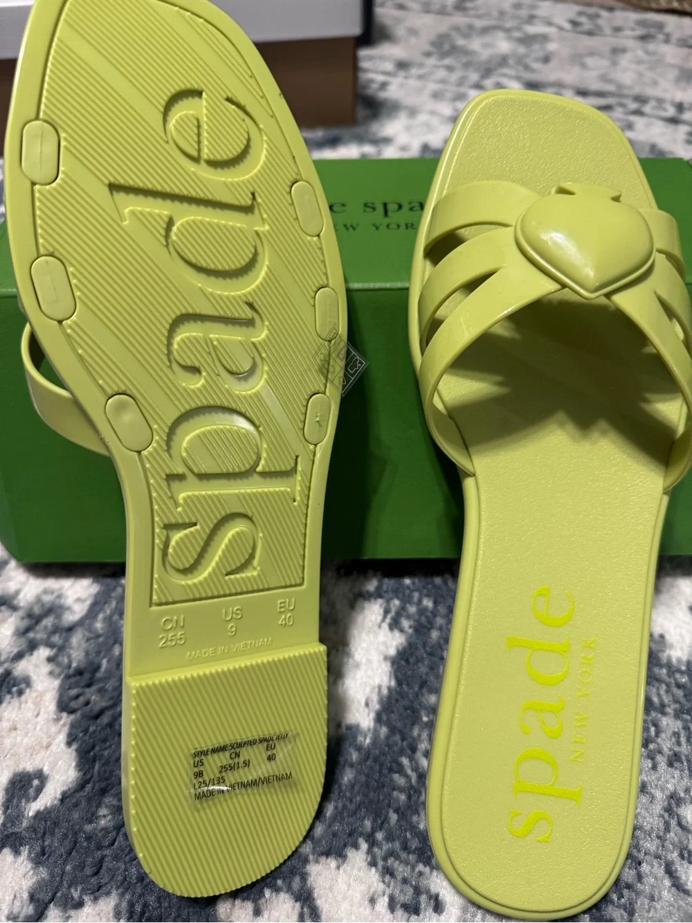 kate spade Lime Heart-Embellished Slide Sandals